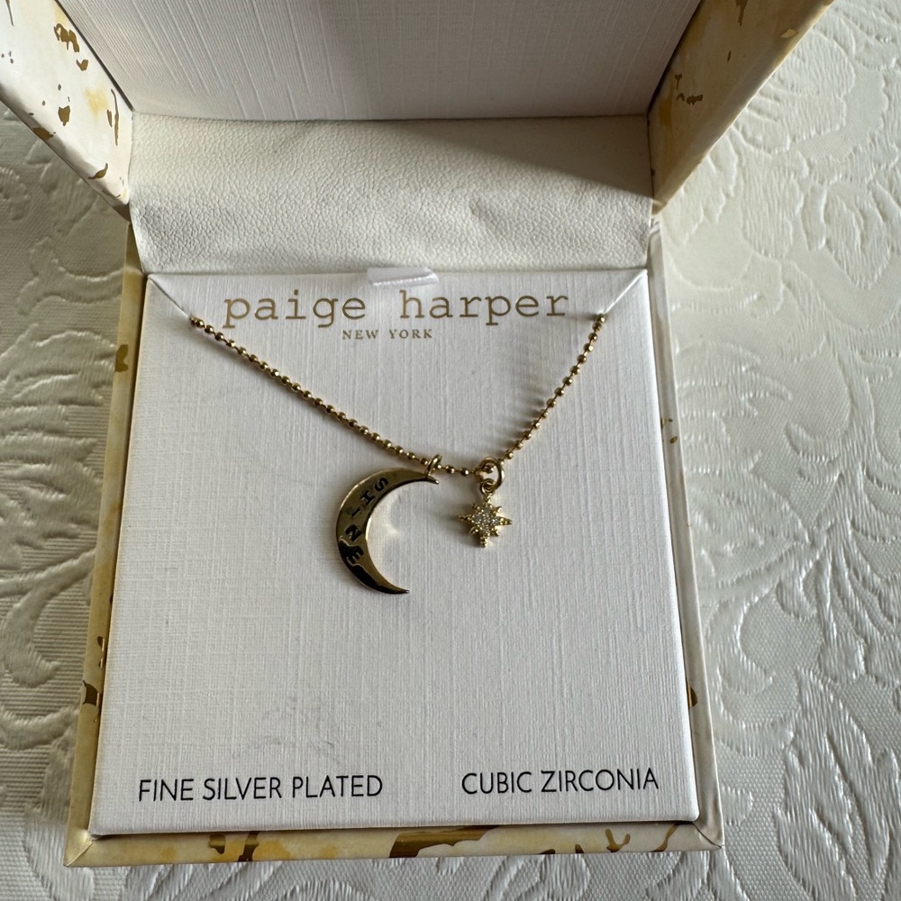 Paige Harper Crescent Moon with North Star Dangle Necklace